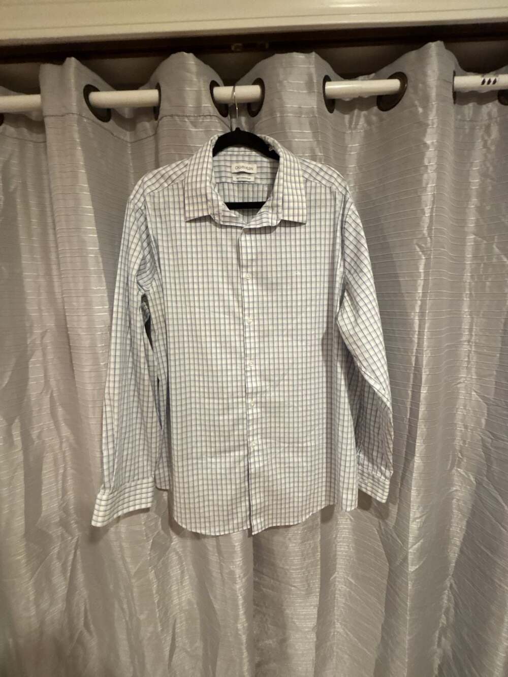 Calvin Klein Slim Fit Stretch Collar Plaid Dress Shirt 2XL 18 34/35
